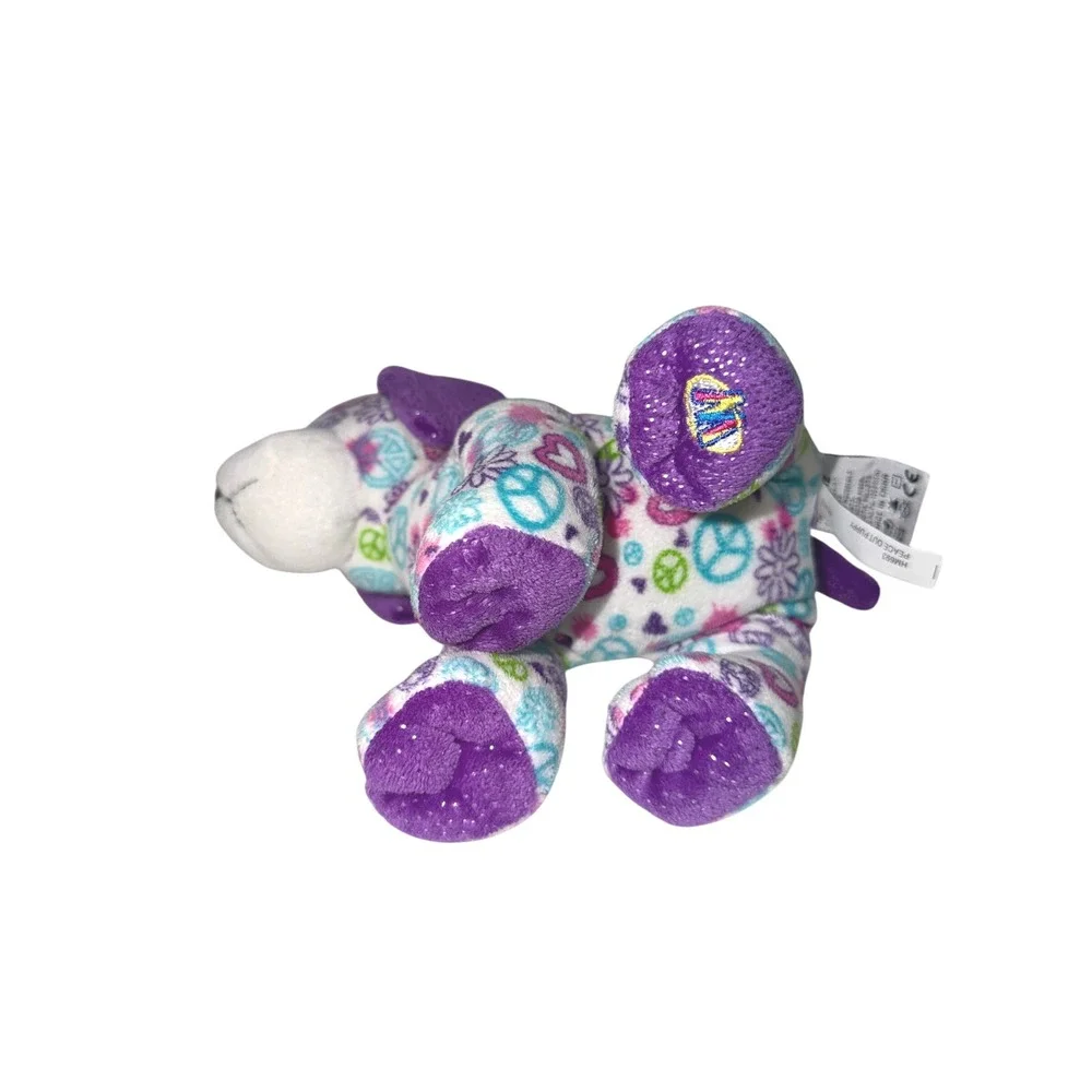 Ganz Webkinz Peace Out Puppy Plush Dog Peace Signs HM693 Purple White no code